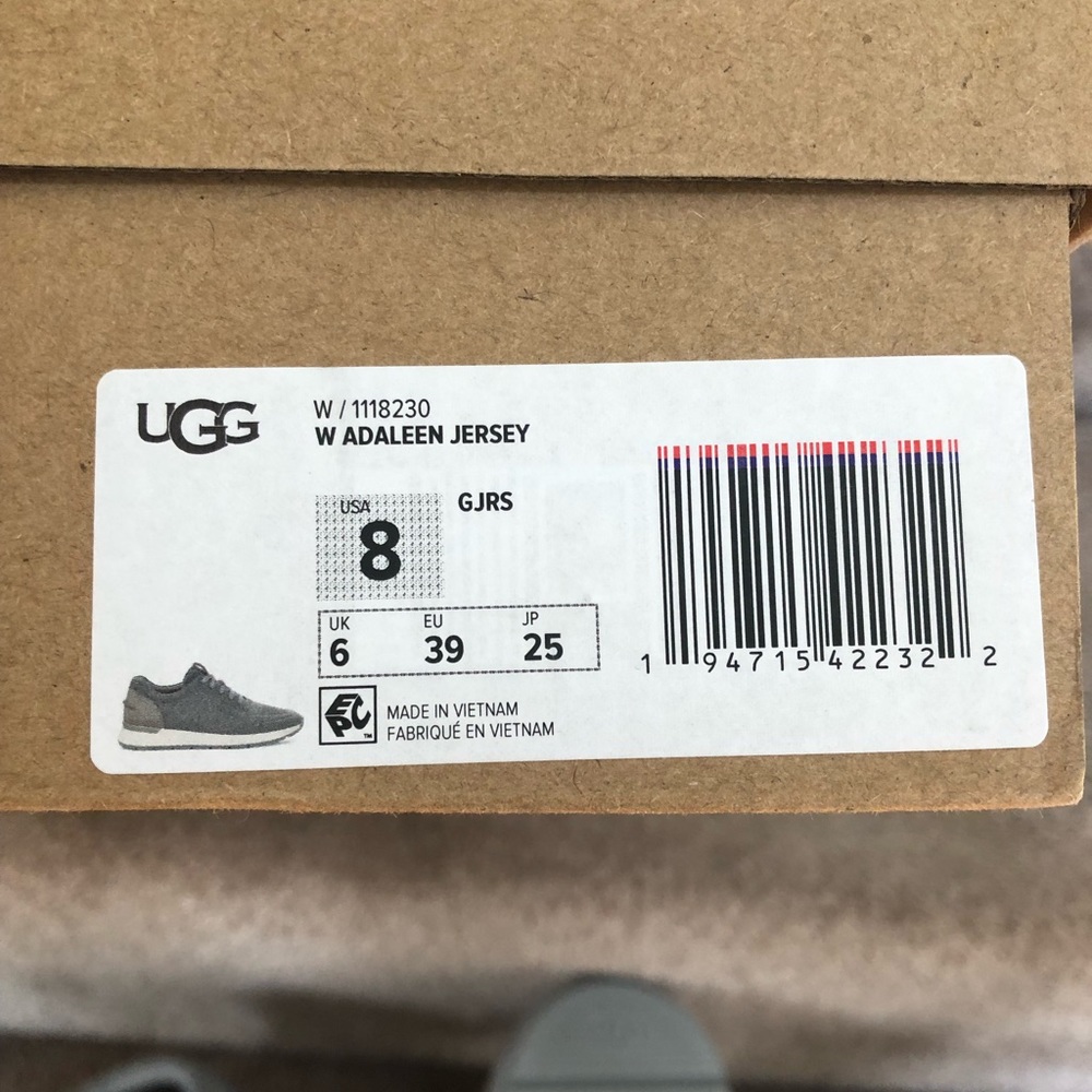 UGG Grey Adaleen Jersey Sneakers Women’s Sz 8 BNWT